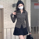 小野七天修身襯衫女收腰顯瘦JK襯衣顯瘦純欲內(nèi)搭長(zhǎng)袖上衣秋季女裝 灰色 L