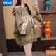 CTOX加絨加厚連帽衛(wèi)衣女春秋2025年新款歐版寬松oversize百搭設(shè)計感綠色【秋冬加絨款】L 106-120斤