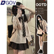 DGOV夏季日系學(xué)院風(fēng)jk制服套裝裙女設計感小眾短袖襯衫百褶短裙兩件套 杏色襯衣+咖色百褶裙【配領(lǐng)帶】 M 推薦80-95斤