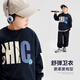 左西男童衛(wèi)衣洋氣春裝2025新款兒童上衣大童男孩春秋衣服潮 藏青色160