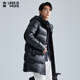利郎【三防面料】羽絨服男青年時(shí)尚保暖連帽防鉆絨長(zhǎng)款外套黑色165