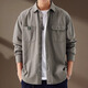JEEP SPIRIT高端美式復古獵裝工裝長(cháng)袖襯衫男秋季潮牌純棉寬松休閑襯衣外套男 灰色 L