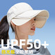 目丸遮陽帽女夏季大帽檐太陽帽防紫外線透氣空頂扎馬尾防曬帽鴨舌帽子 米色