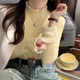 LDBE針織衫女半高領(lǐng)毛衣秋冬內搭加絨打底衫高級感長(cháng)袖上衣顯瘦潮春季 奶黃色 M