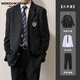 威登羊學(xué)院風(fēng)情侶西服套裝男學(xué)生jk制服寬松休閑大碼西裝外套男士春秋季 外套+白襯衫+西褲【三件 XL