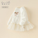 戴維貝拉（DAVE＆BELLA）女童裙式上衣針織兒童裙子小童秋裝洋氣幼兒寶寶衣服2025新款童裙 米白【現貨】 100 cm(建議身高90-）
