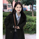 GARNUO黑色毛呢外套女中長款2025秋冬季新款小個子赫本風(fēng)高級感呢子大衣 黑色 【常規(guī)內(nèi)里】 S【80-100斤】