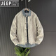 JEEP SPIRIT春季假兩件牛仔外套男士潮流痞帥扎染翻領(lǐng)夾克百搭休閑襯衫領(lǐng)上衣 米白色 XL 建議重145斤-160斤