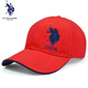 U.S. POLO ASSN.保羅帽子男士純棉硬頂棒球帽polo女春夏秋遮陽防曬太陽帽潮流休閑 紅色（硬頂款） 可調節(jié)(54-60)cm