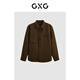 GXG奧萊 咖色翻領(lǐng)短款大衣 2023年冬季新品GEX10629464 咖色 S 165