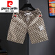 皮爾卡丹（pierre cardin）男士歐洲站短褲刺繡速干褲五分褲印花休閑中褲子夏季潮沙灘褲新品 卡其色 XL 100-120斤