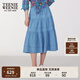 Teenie Weenie小熊女裝牛仔半身裙2025夏季新款復古時(shí)髦丹寧蛋糕裙 淺藍色 S