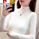 皮爾卡丹（pierre cardin）打底衫女半高領(lǐng)毛衣長(cháng)袖秋冬新款套頭修身緊身【包芯紗】針織衫女 白色不加絨 S