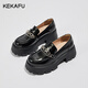 珂卡芙（KEKAFU）單鞋女鞋增高樂(lè )福鞋2024秋冬季小皮鞋女粗跟鞋子女日系漆jk制服鞋 黑色 跟高6CM 37