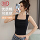 浪莎純欲風(fēng)褶皺小吊帶背心女夏季短款帶胸墊修身短款純色打底杉上衣潮