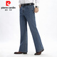 皮爾卡丹（pierre cardin）秋冬牛仔微喇叭褲男士垂感免燙闊腿休閑牛仔褲子直筒寬松大腳長(cháng)褲 藍色 秋冬牛仔喇叭褲 厚款 36 =腰圍2尺9