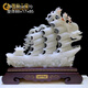 傾尚玉磁（QONSONYCI）天然玉石一帆風(fēng)順?lè )瑪[件客廳玄關(guān)酒柜辦公室招財開(kāi)業(yè)送禮工藝品 長(cháng)46-50CM+配實(shí)木底座