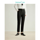 茵曼（INMAN）顯瘦鉛筆褲2024春秋女裝新款腳口開(kāi)衩九分小腳褲 午夜黑 27