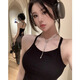 妙奕嘉黑色吊帶背心女可外穿打底無袖上衣女士?jī)?nèi)搭帶胸墊2025年夏季新款 開叉美背吊帶背心【百搭黑】 均碼 【建議80-118斤】
