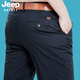 吉普（JEEP）休閑褲男直筒寬松長褲商休閑務(wù)簡約棉質(zhì)春夏薄款男裝褲子 617B藍色 33