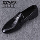 維絲圖西 VISTURSI品牌純牛皮男士休閑皮鞋男新款韓版百搭潮鞋真皮商務(wù)正裝鞋 黑色 40