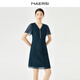 娜爾思（NAERSI）商場(chǎng)同款時(shí)尚荷葉邊修身爽滑冰絲絞綜連衣裙女夏季新款 中孔雀藍色 XL