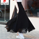 皮爾卡丹新款夏季雪紡半身裙女白色高腰A字中長(cháng)大擺跳舞裙純色紅色長(cháng)裙子 純黑色(1306/雙層有內襯) 裙長(cháng)90cm 適合身高158-165