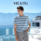 威可多（VICUTU）短袖T恤男易打理舒适百搭潮流时尚运动百搭半袖VRW88264501 浅蓝色（横纹款） 180/96A