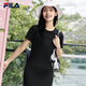 FILA 斐樂官方女裝針織連衣裙2025夏季新款時尚休閑簡約修身T恤裙子 正黑色-BK M 165/84A/M