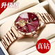 天統(tǒng)（TIANTONG）生日禮物蒲公英真鉆瑞士手表女士機械表女表防水奢侈品牌十大名表 【真鉆】蒲公英：酒紅色鋼帶款
