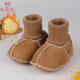 9i9嬰兒棉鞋加絨寶寶軟底防掉保暖腳套腳包0-1歲A155駝色