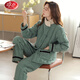 浪莎（LangSha）睡衣女冬季三層夾棉加厚加絨保暖家居服女士冬天法蘭絨可外穿套裝 1741鼠尾草綠 L 【160-165c110-120斤】