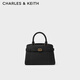 CHARLES&KEITH金屬扣帶手提單肩媽媽包凱莉包包女包生日禮物CK2-50160102 Black黑色 M