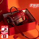 香微（XIANGWEI）千鳥(niǎo)格斜挎包包女包紅色劍橋包時(shí)尚伴娘送訂婚結婚包新娘新婚禮物 紅色【禮袋禮盒裝+絲巾】 【新娘結婚包，喜慶婚慶禮物】