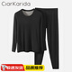 Clarkarida品質(zhì)蠶絲德絨男士保暖內衣男加絨加厚無(wú)痕雙面磨毛發(fā)熱恒溫打底衫 黑色【蠶絲德絨雙面保暖款】圓領(lǐng) L(100-130斤)