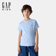 Gap男女童2025春季新款純棉小熊刺繡短袖T恤百搭兒童裝上衣756113 藍色 140 cm(10-11歲) 亞洲尺碼