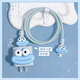 HAPPYMAKER適用于蘋(píng)果15pro數據線(xiàn)充電器保護套20w蘋(píng)果14/13手機殼快充ipad數據線(xiàn)兩端防折套搞怪卡通創(chuàng  )意 蘋(píng)果雙typec四件套貼片款【霧霾藍香腸嘴】