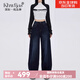 Khwfjas一線品牌復(fù)古闊腿牛仔褲女2025夏季高腰休閑顯瘦直筒休閑褲子 藍(lán)灰（長褲） XL 【體重:120-129斤】