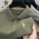 老人頭（LAORENTOU）高端絲光純棉短袖t恤男免燙休閑保羅刺繡POLO保羅衫大碼翻領(lǐng)體恤 FL88090軍綠 2XL 推薦155-175斤