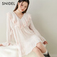 SNIDEL2025春夏新品刺繡花邊荷葉領喇叭袖襯衫連衣裙SWFB251065 粉米色 均碼 (F)