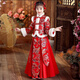 Baldauren女童漢服裙子秋冬加絨加厚新年拜年服兒童公主裙3-14歲女孩套裝裙 紅扇子帶+飾品 加絨 120 體重33-40斤