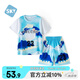 舒貝怡兒童衣服短袖套裝夏男女童籃球服假兩件運(yùn)動(dòng)服中大童裝班服藍(lán)140
