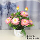 仿真荷花蓮花供佛用品假花供佛花佛堂觀(guān)音佛前花擺件寺廟供奉花 2束粉色+一個(gè)塑料盆