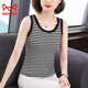 貓人（MiiOW）純·棉大碼條紋吊帶背心女夏季2025新款外穿無(wú)袖內搭短款上衣打底 黑白條紋 2XL(建議120-130斤)