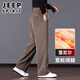 吉普（JEEP）雪尼爾闊腿褲子男士休閑褲秋冬季款寬松加絨運(yùn)動(dòng)褲西褲中年爸爸褲 大地色 【高端雪尼爾-柔軟親膚】 4XL 【建議190-205斤】
