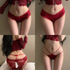 維秘艾米麗莎2025新年安可拉紅性感高奢緞面蕾絲紅色內褲女純欲鏤空誘惑本命年 安可拉紅 4條 M 80-100斤