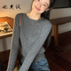 妃奧絨純色麻花毛衣針織衫短款收腰復(fù)古顯瘦內(nèi)搭打底衫圓領(lǐng)套頭上衣女秋 深花灰 M【建議95-105斤】