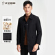 才子（TRIES）【夾棉】男士毛呢大衣春秋保暖工裝通勤翻領(lǐng)時(shí)尚明線(xiàn)大口袋外套 黑色 L 170/88Y