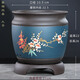 爵遇良品宜興紫砂蘭花盆君子蘭花盆帶托盤大號(hào)吊蘭蝴蝶蘭陶瓷大口徑高花盆 寒梅報(bào)春 大號(hào)-寶藍(lán)色(配托) 圖示
