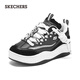 斯凱奇（Skechers）秋季女休閑運(yùn)動(dòng)鞋厚底增高緩震皮質(zhì)撞色板鞋185320 黑色/白色/BKW 37